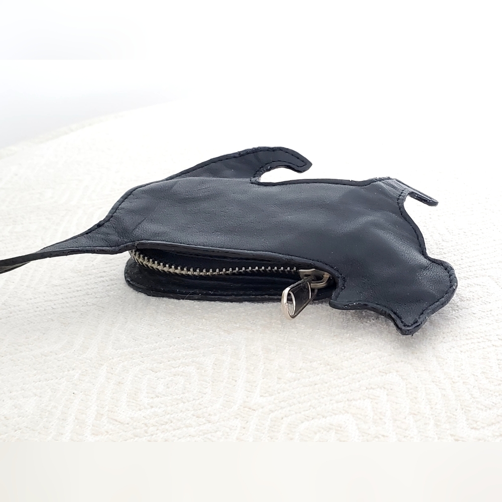 Wilson's Leather Black Leather Cat Figural Shaped Zip Pouch, 8.5", EUC - Picture 3 of 15